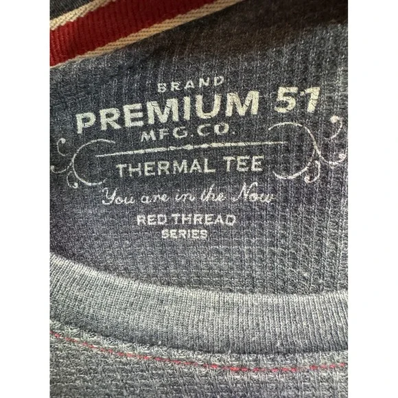 Premium 51 Red Rocks Thermal Long Sleeve Tee Blue Waffle Knit Mens L - Picture 3 of 5
